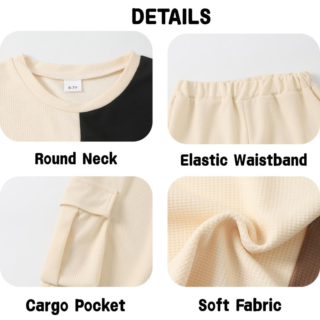 Azmxynol Tween Boys Clothes Daily Casual Short Sleeve Top + Cargo Shorts 2 Pieces Outfit Set, Size 6-14 Years