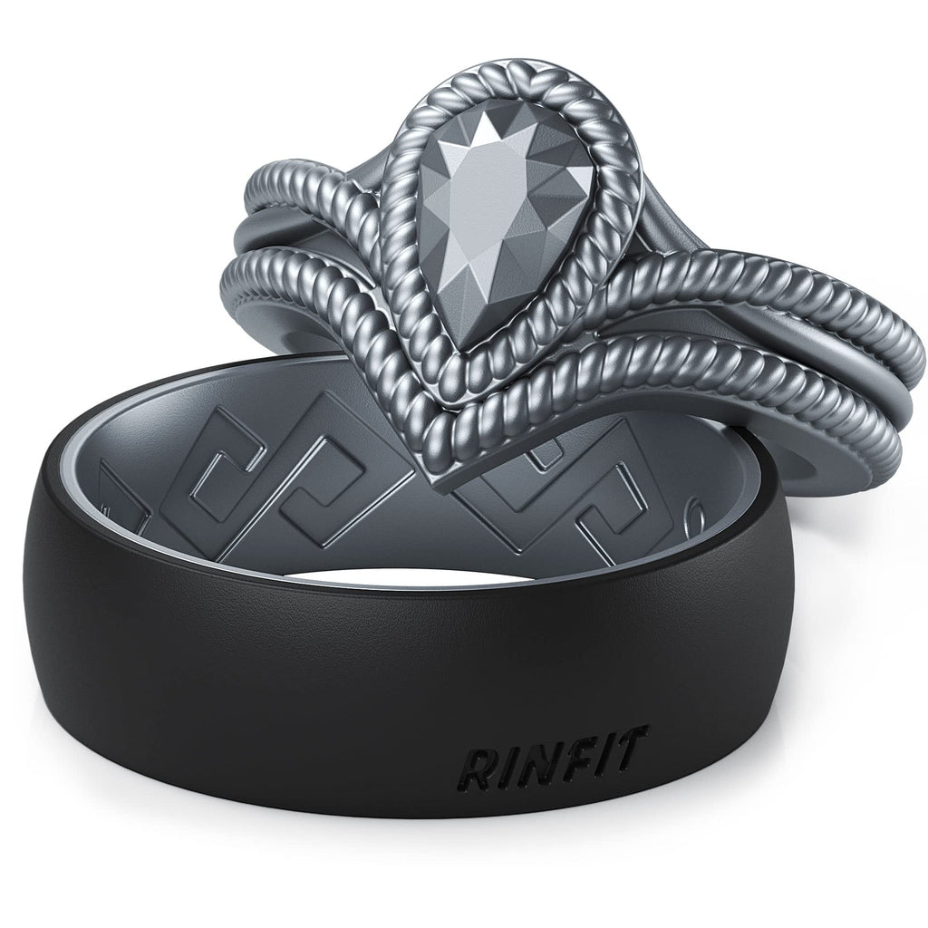 Rinfit Matching Silicone Rings for Couples - Silicone Wedding Bands Sets for Him and Her - His and Hers Ring - Patented Design