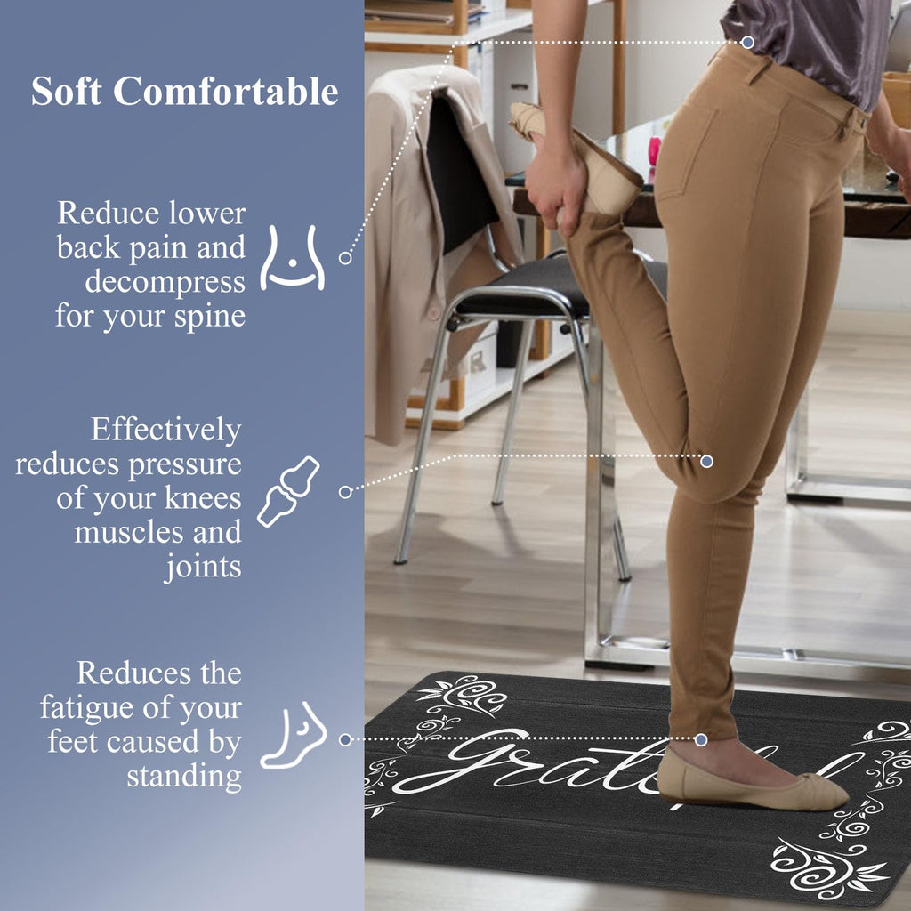 HEBE Anti Fatigue Kitchen Mat Set of 2 Non Slip Cushioned Kitchen Mats for Floor Waterproof Farmhouse Kitchen Rugs and Mats Set Comfort Standing Desk Mat Carpet for Sink,Office,Laundry