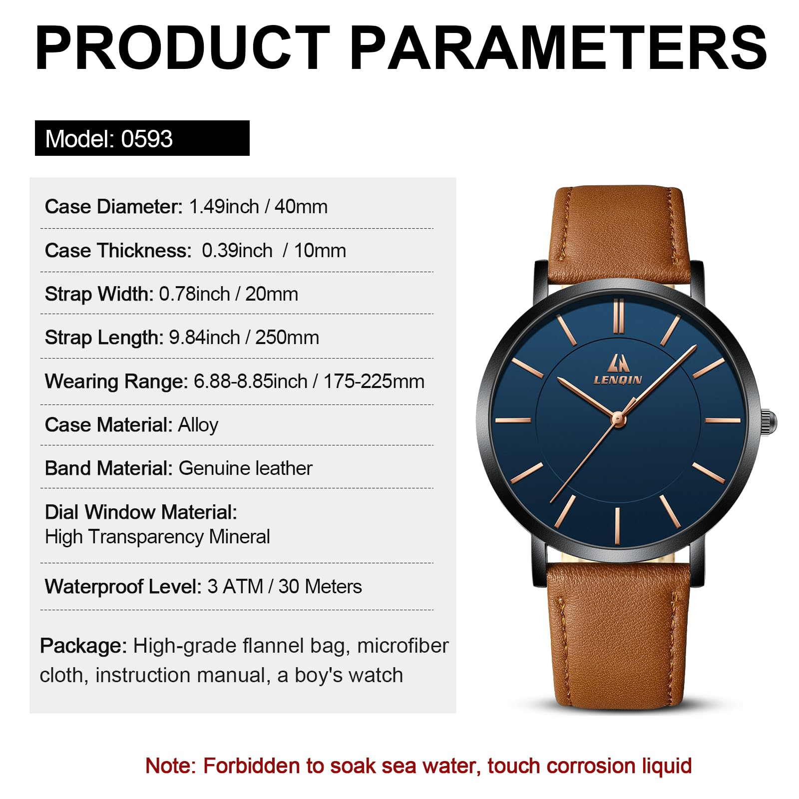 LN LENQIN Mens Watches Waterproof Stainless Steel Watch for Men Analog Quartz Fashion Business Designer Wristwatch