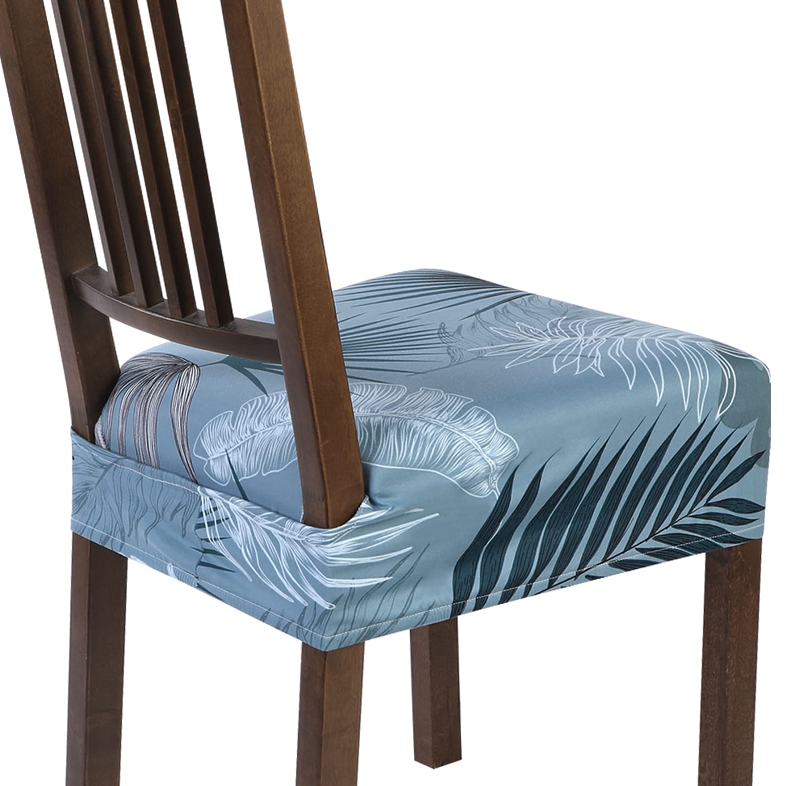 SearchI Stretch Dining Chair Seat Covers Set of 6, Soft Removable Washable Seat Cover for Dining Chairs, Dining Room Chair Cover Protector (Rear-Covered, Brown)