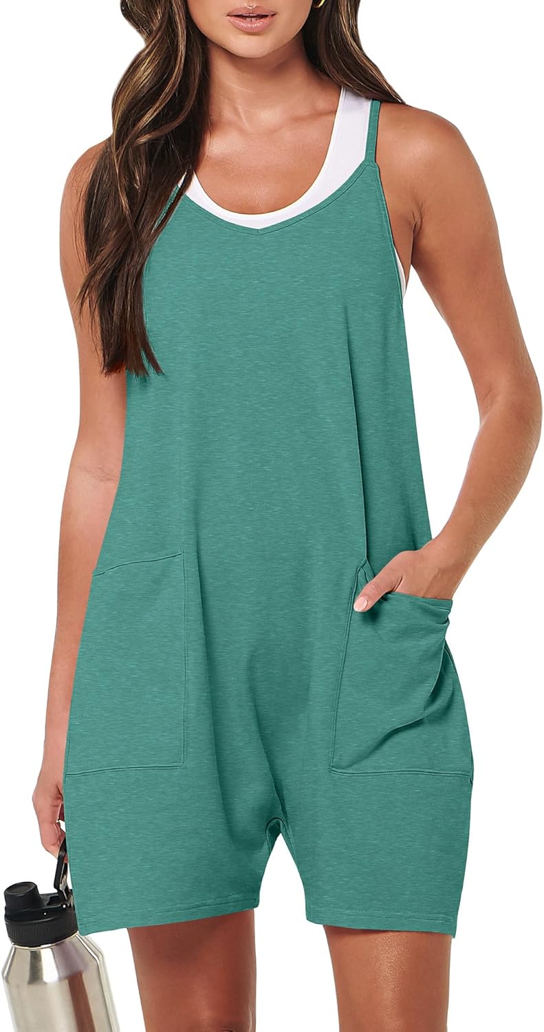ANRABESS Womens Rompers Summer Casual Loose Sleeveless Overalls Spaghetti Strap Shorts Jumpsuit 2026 Beach Vacation Clothes