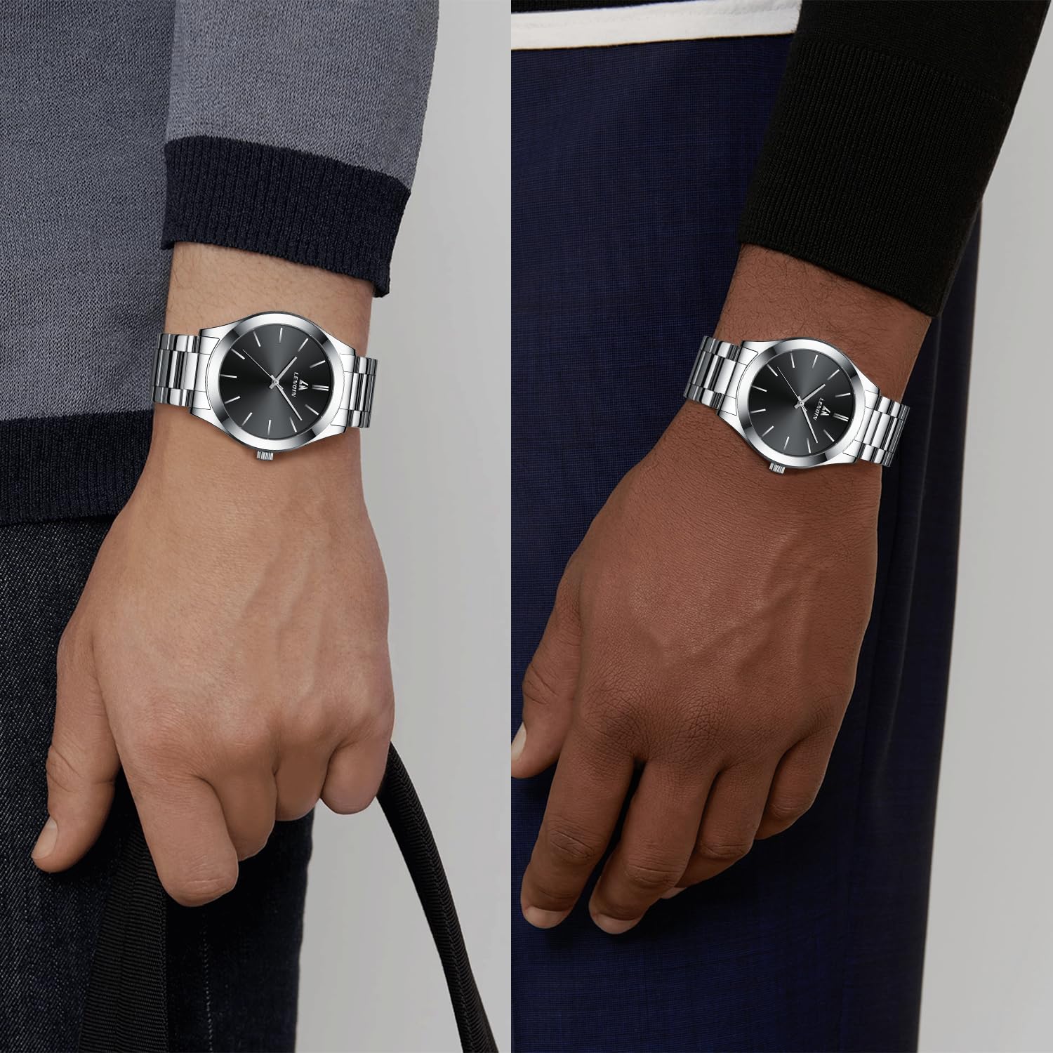 LN LENQIN Mens Watches Waterproof Stainless Steel Watch for Men Analog Quartz Fashion Business Designer Wristwatch