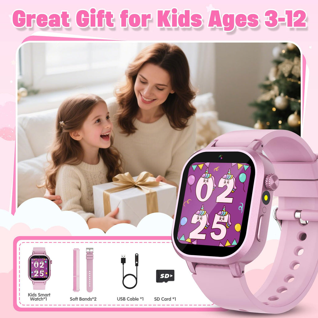 Wiszodet Kids Waterproof Smart Watch Boys Gift Age 3-12 with 39 Game HD Touch Screen Music Player Video Camera Pedometer Alarm Clock Birthday Gift for 6 7 8 9 Year Olds Blue