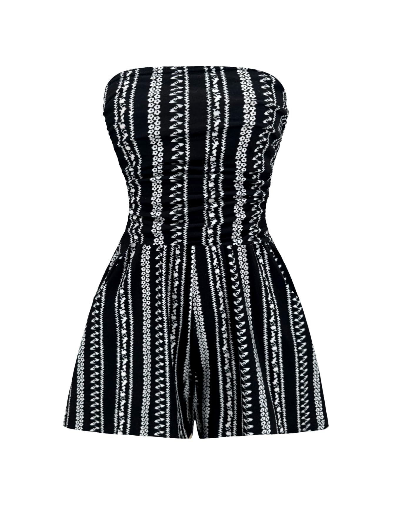 AUXDIO Women Summer Casual Strapless Romper Sleeveless Off Shoulder Short Jumpsuits 2026 Beach Vacation Clothes