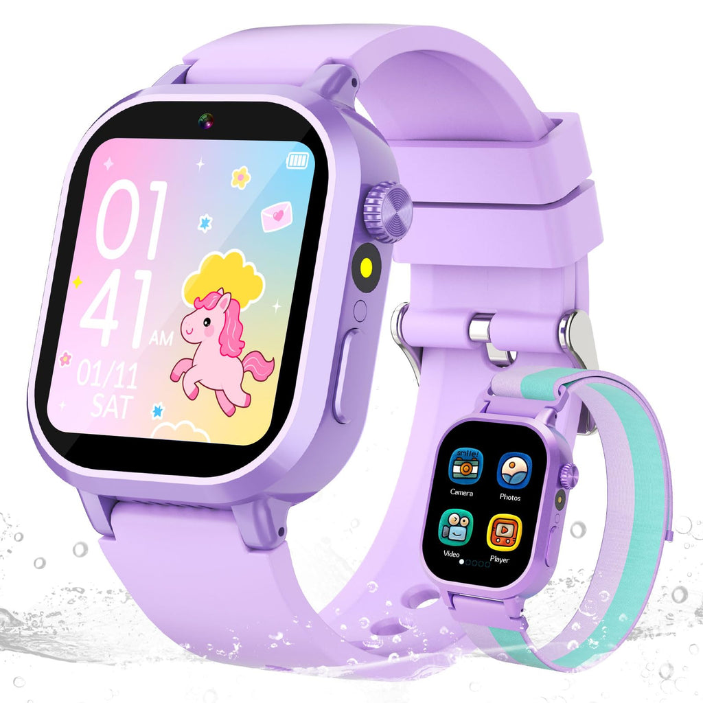 Wiszodet Kids Waterproof Smart Watch Boys Gift Age 3-12 with 39 Game HD Touch Screen Music Player Video Camera Pedometer Alarm Clock Birthday Gift for 6 7 8 9 Year Olds Blue