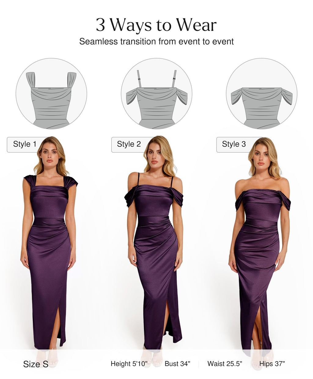 Popilush Womens Shapewear Maxi Dress Multi Way Wear Off The Shoulder Bodycon Long Cocktail Formal Dresses