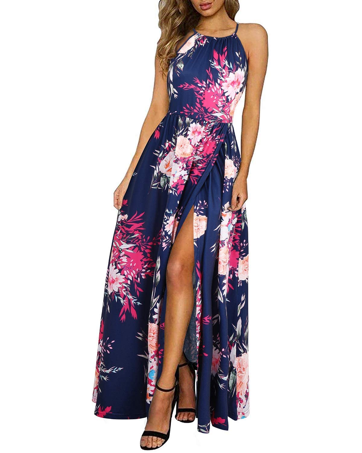 KILIG Women's Summer Floral Beach Flowy Split Maxi Long Dresses