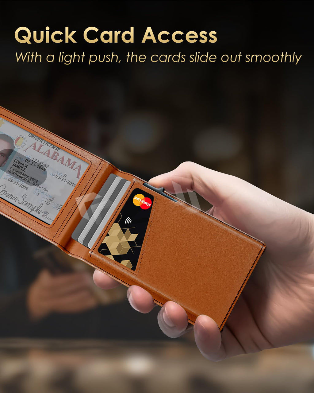 2026 Wallet for Men - RFID Blocking [Functional & Practical] Bifold Slim Minimalist Credit Card Holder Pop Up Wallet Metal Case with Cash Slot, Front Pocket with ID Window, Gift Boxed (Carbon Fiber)
