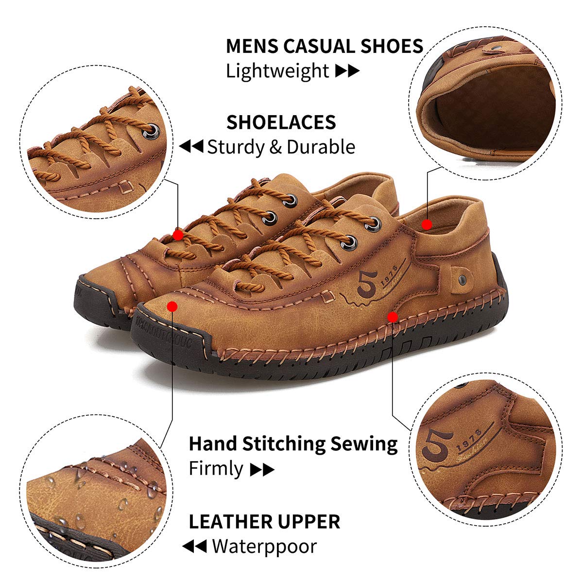 alcubieree Mens Leather Casual Shoes Comfortable Fashion Sneakers Loafers Lightweight Dress Walking Driving Shoes for Men（Size 7.5-13）