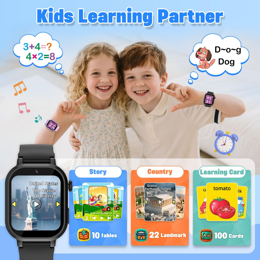 Wiszodet Kids Waterproof Smart Watch Boys Gift Age 3-12 with 39 Game HD Touch Screen Music Player Video Camera Pedometer Alarm Clock Birthday Gift for 6 7 8 9 Year Olds Blue