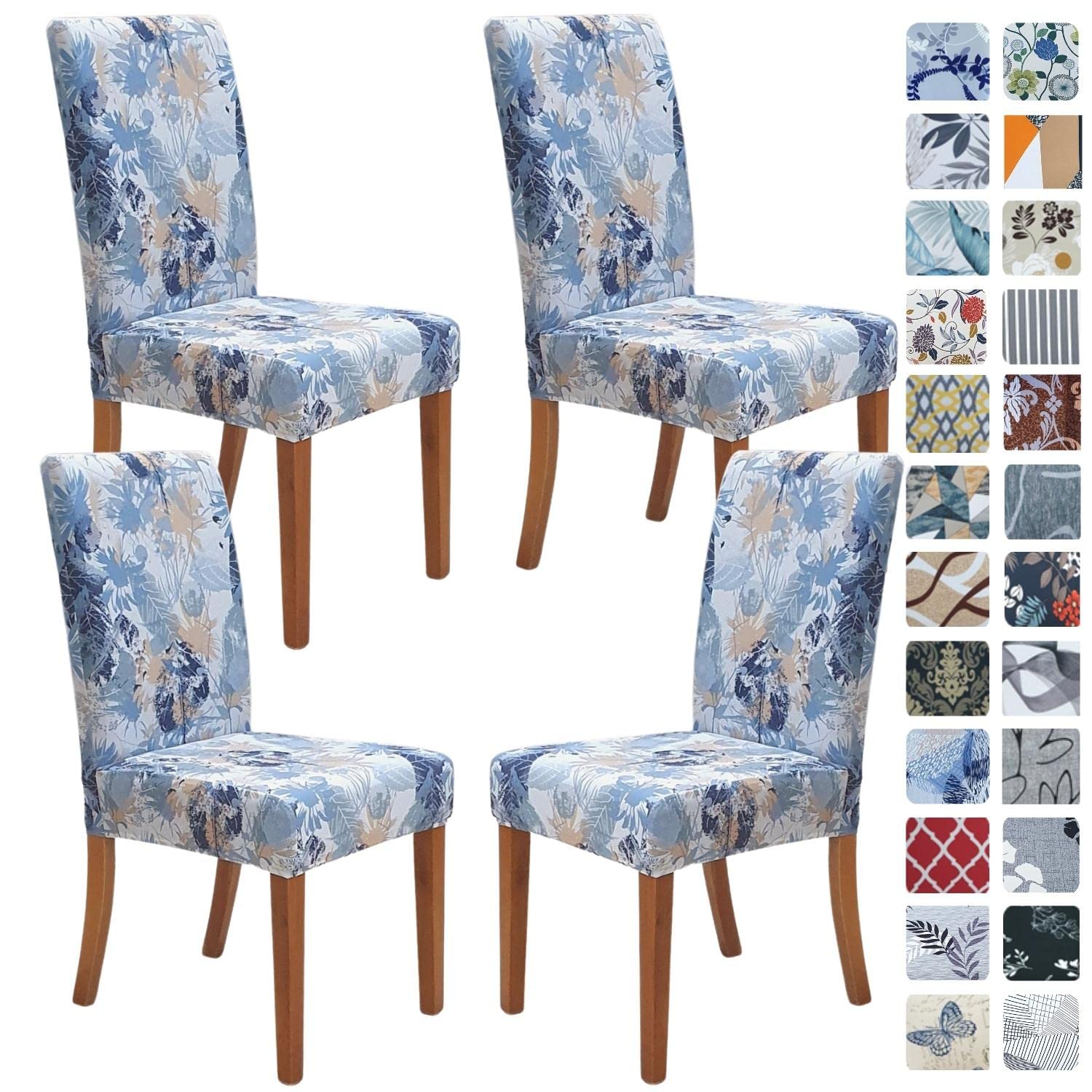 SPRINGRICO Chair Covers for Dining Room 6 Pack, Stretch Dining Chair Cover, Washable Spandex Kitchen Parsons Chair Slipcovers, Removable Seat Protector for Home or Party (Set of 6, Floral Beige)