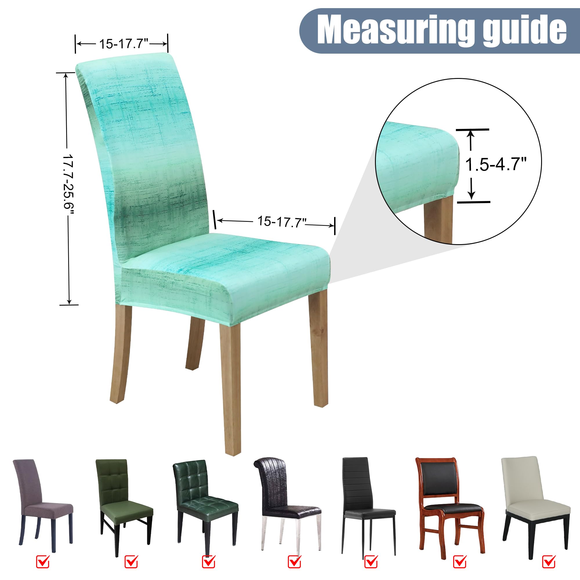 BIETYONE Stretch Dining Chair Covers Set of 6, Soft Removable Washable Kitchen Parsons Chair Slipcovers, High Elastic Seat Protector for Home Hotel Banquet