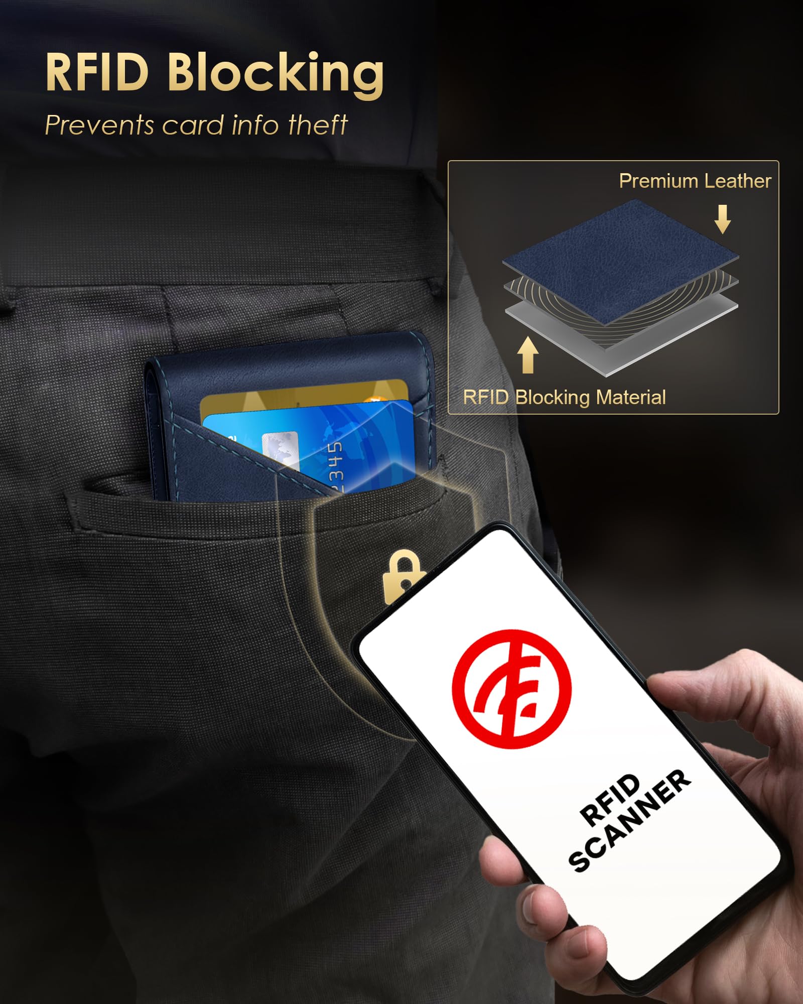 2026 Wallet for Men - RFID Blocking [Functional & Practical] Bifold Slim Minimalist Credit Card Holder Pop Up Wallet Metal Case with Cash Slot, Front Pocket with ID Window, Gift Boxed (Carbon Fiber)