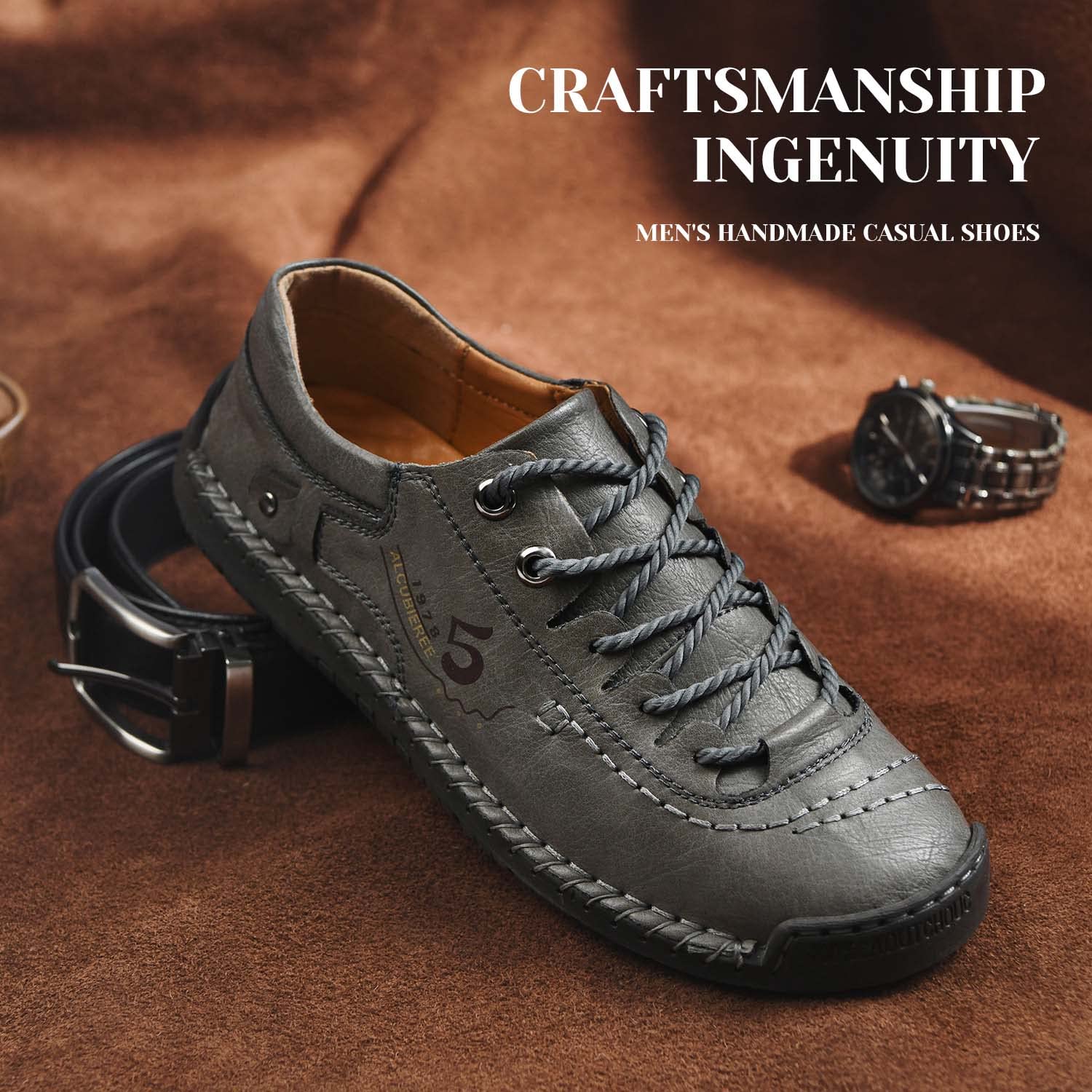 alcubieree Mens Leather Casual Shoes Comfortable Fashion Sneakers Loafers Lightweight Dress Walking Driving Shoes for Men（Size 7.5-13）