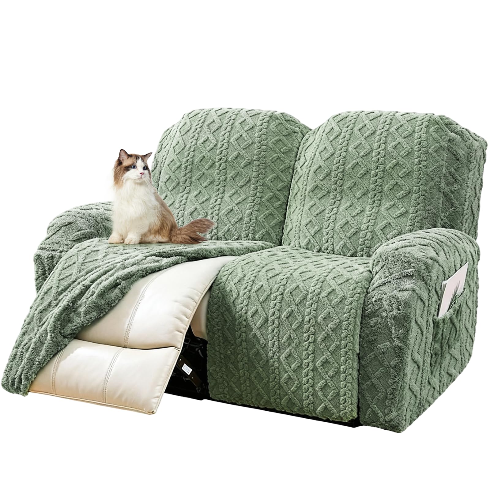 JOKIVTOU Recliner Chair Covers 4-Pieces Reclining Chair Slipcovers with Pocket& Elastic Bottom, Soft Feel Fitted Lazy Boy Sofa Couch Cover Washable, Stretch Recliner Furniture Protector