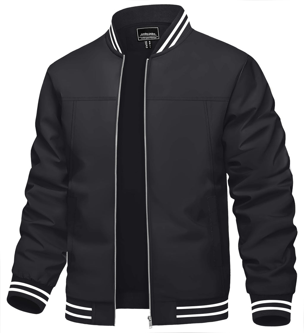 TACVASEN Men's Lightweight Jacket Casual Spring Fall Windbreaker Bomber Zip Up Coat With Pocket