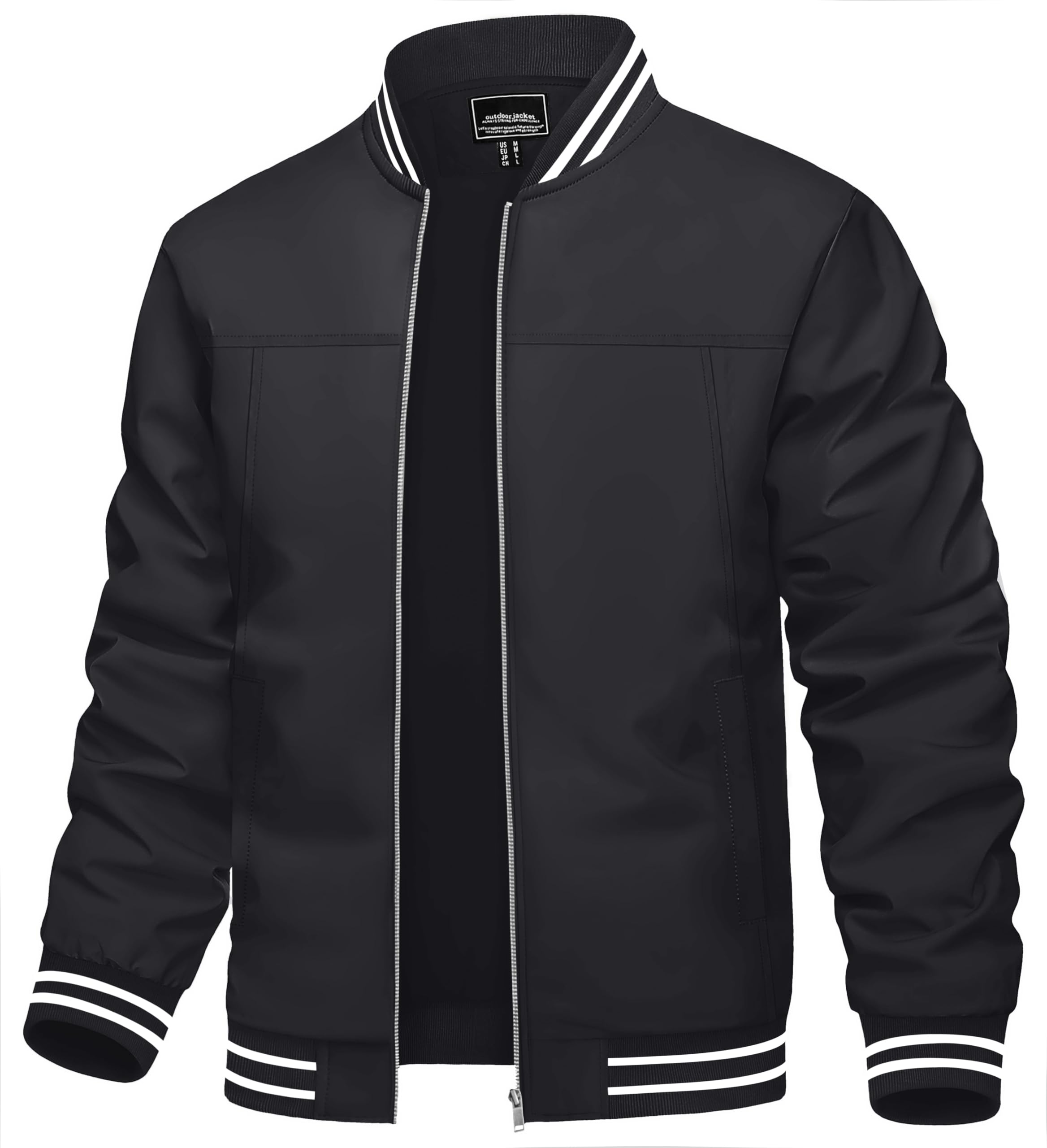 TACVASEN Men's Lightweight Jacket Casual Spring Fall Windbreaker Bomber Zip Up Coat With Pocket