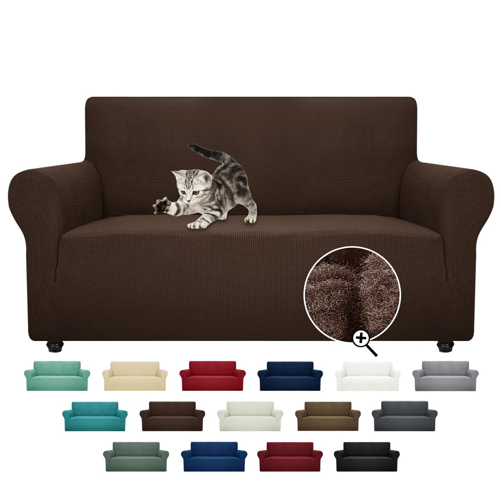 ZNSAYOTX Super Stretch Chair Slipcover (30"-47"), New Striped Sofa Chair Covers for Living Room, Dogs Pet Friendly Anti-Slip Chair Protector Spandex Armchair Slipcovers (Beige, Chair)