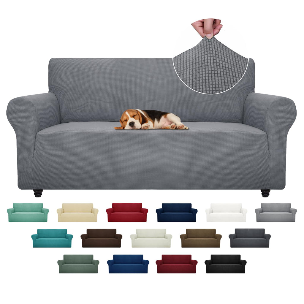 ZNSAYOTX Super Stretch Chair Slipcover (30"-47"), New Striped Sofa Chair Covers for Living Room, Dogs Pet Friendly Anti-Slip Chair Protector Spandex Armchair Slipcovers (Beige, Chair)