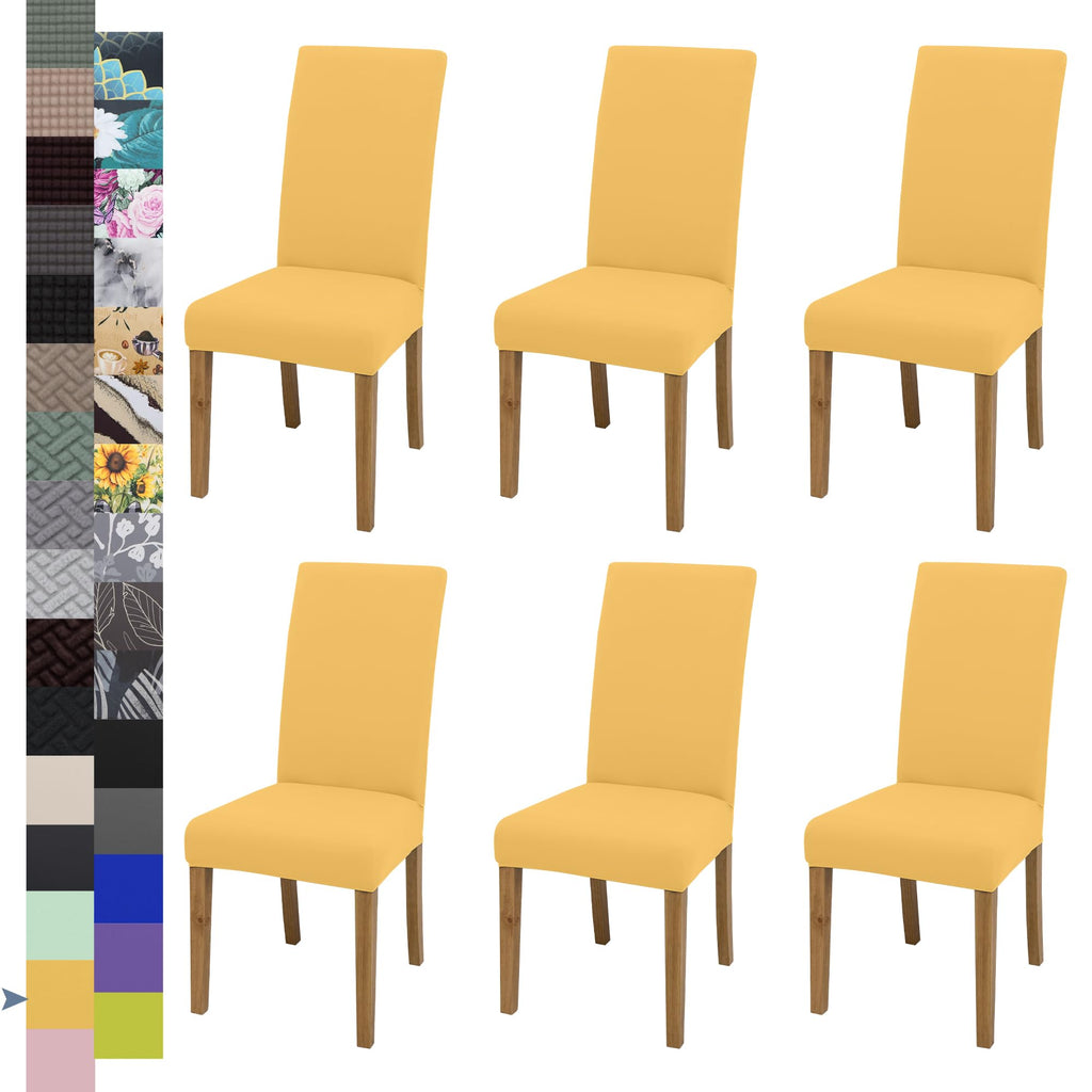 BIETYONE Stretch Dining Chair Covers Set of 6, Soft Removable Washable Kitchen Parsons Chair Slipcovers, High Elastic Seat Protector for Home Hotel Banquet