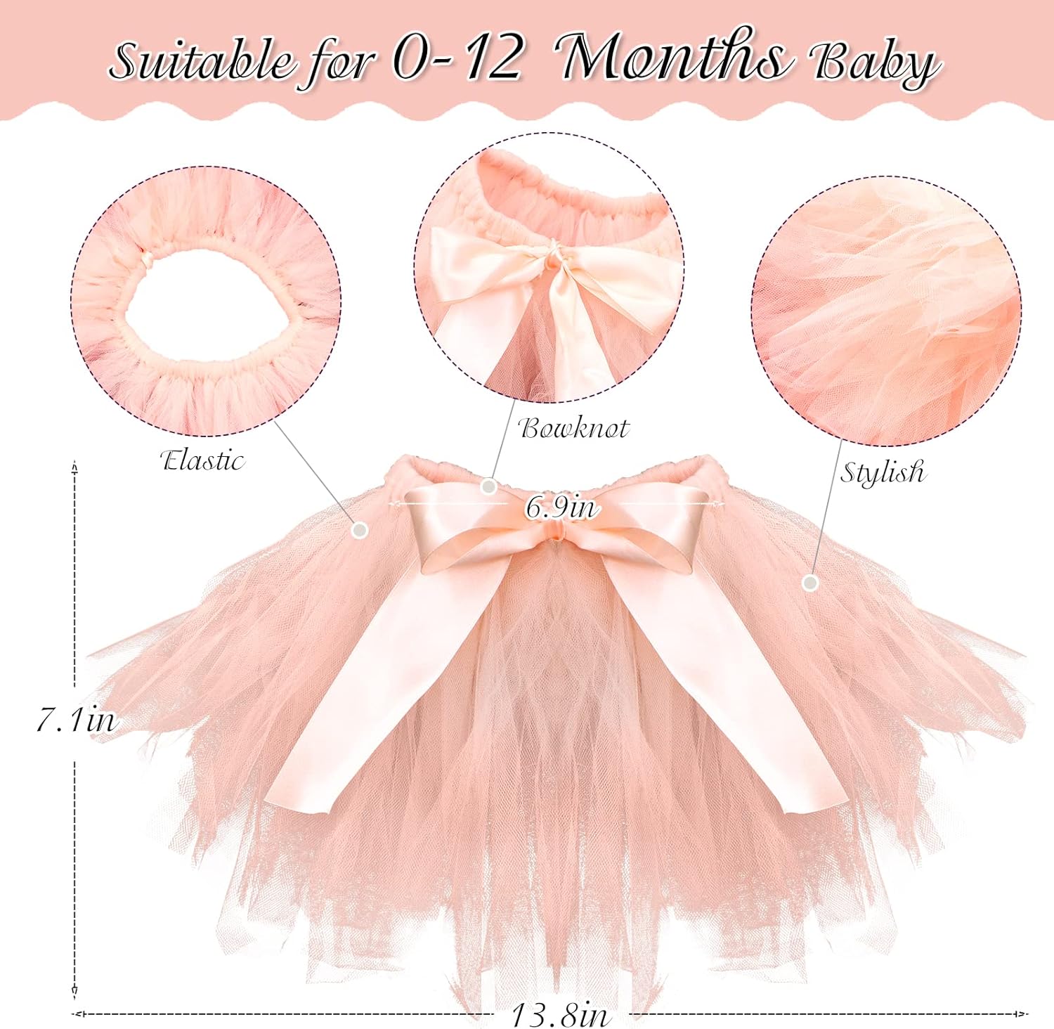 4 PCS Newborn Photography Props Outfits-BabyTutu Skirt Cute Bow Headdress and Lace Rompers Flower Headband Sets for Infants Girl Boy