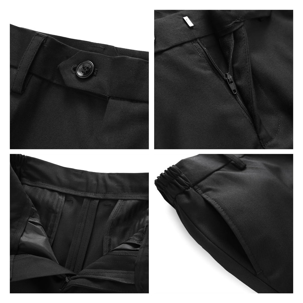 Lamgool Boys Tuxedo Suit Slim Fit Formal Set 2 Pieces with Floral Jacquard Sequin Blazer Black Pants for Kids Prom Wedding