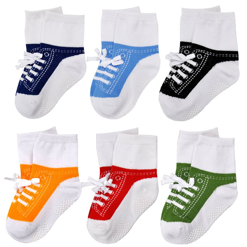 EPEIUS Unisex Baby Girls Boys Non-Slip Socks (Set of 6)