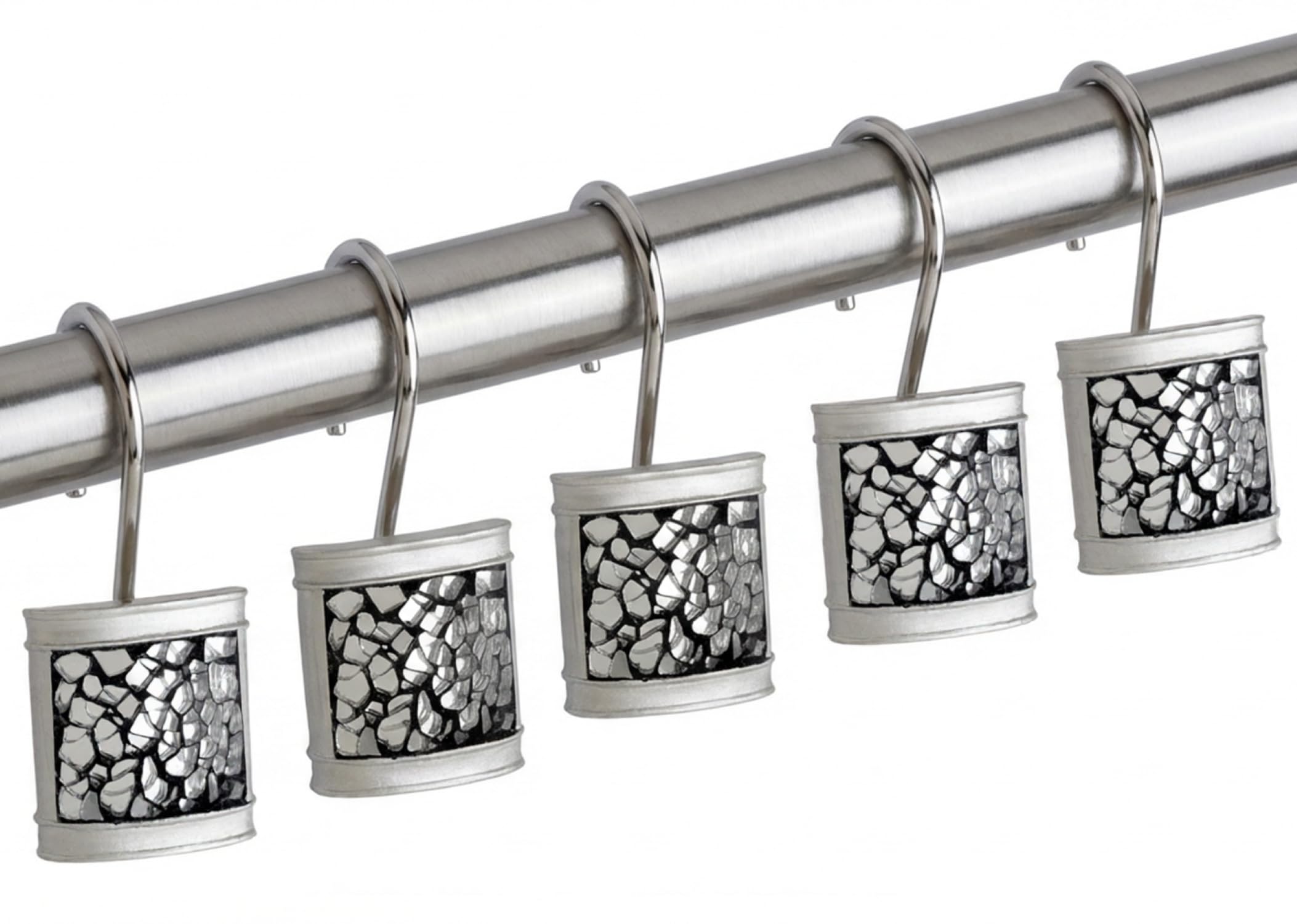 Creative Scents Crackled Glass Silver Bathroom Accessory Set – 4-Piece Vanity Set Includes: Lotion Soap Dispenser, Toothbrush Holder, Tumbler, and Soap Dish