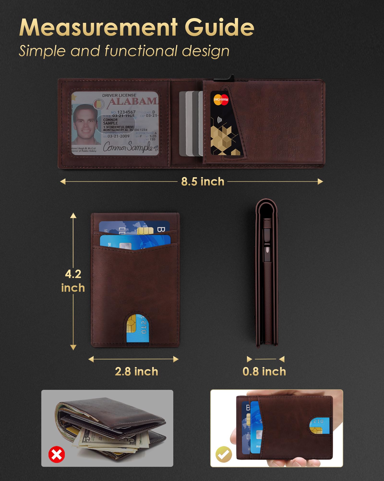 2026 Wallet for Men - RFID Blocking [Functional & Practical] Bifold Slim Minimalist Credit Card Holder Pop Up Wallet Metal Case with Cash Slot, Front Pocket with ID Window, Gift Boxed (Carbon Fiber)