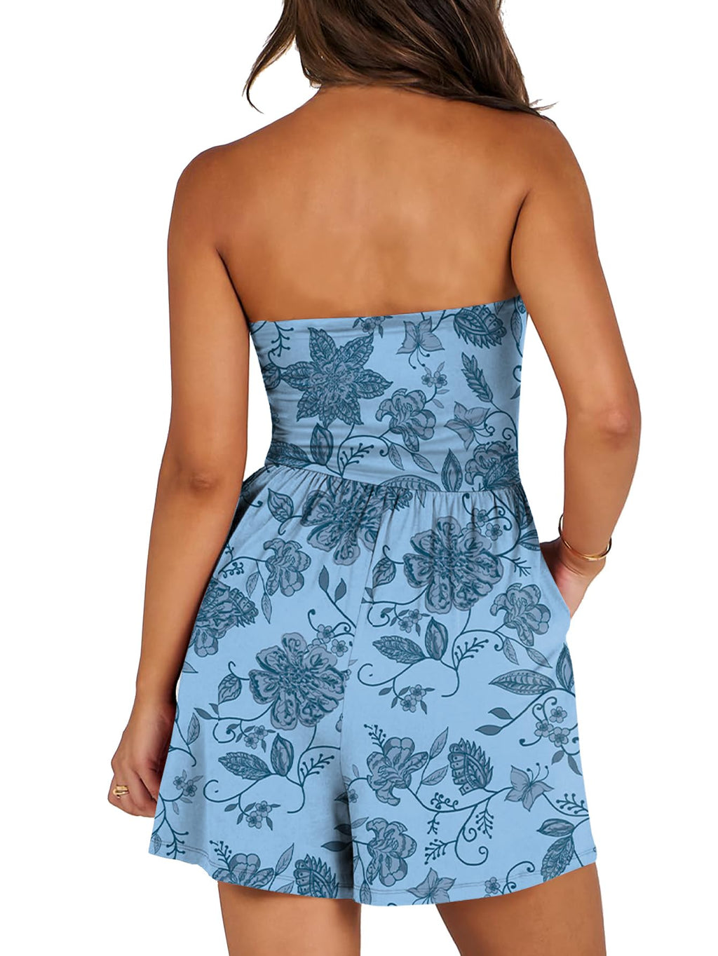 AUXDIO Women Summer Casual Strapless Romper Sleeveless Off Shoulder Short Jumpsuits 2026 Beach Vacation Clothes