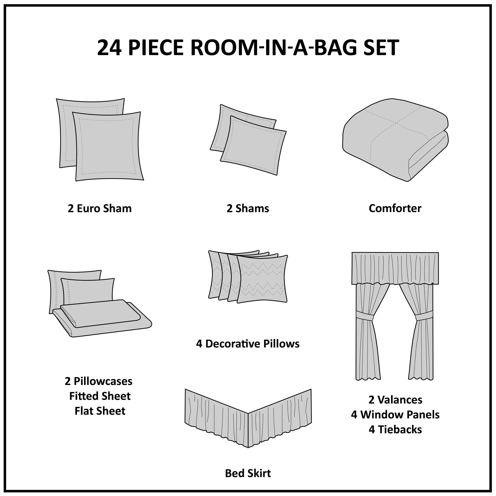 Madison Park Essentials Room in a Bag Faux Silk Comforter Set - Luxe Diamond Tufting All Season Bedding, Matching Curtains, Decorative Pillows, Taupe King(104"x92") 24 Piece