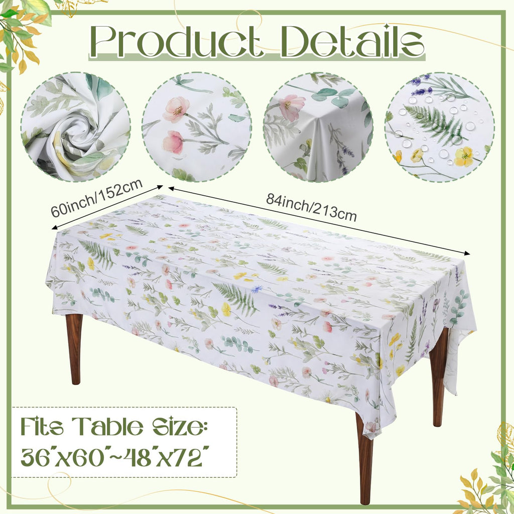 7 Pcs Sunflower Chair Covers and Tablecloth Set 60 x 84 Inch Waterproof Stain Rectangular Table Cover with Stretchable Removable Chair Slipcovers for Dining Room Kitchen Patio Summer Parties