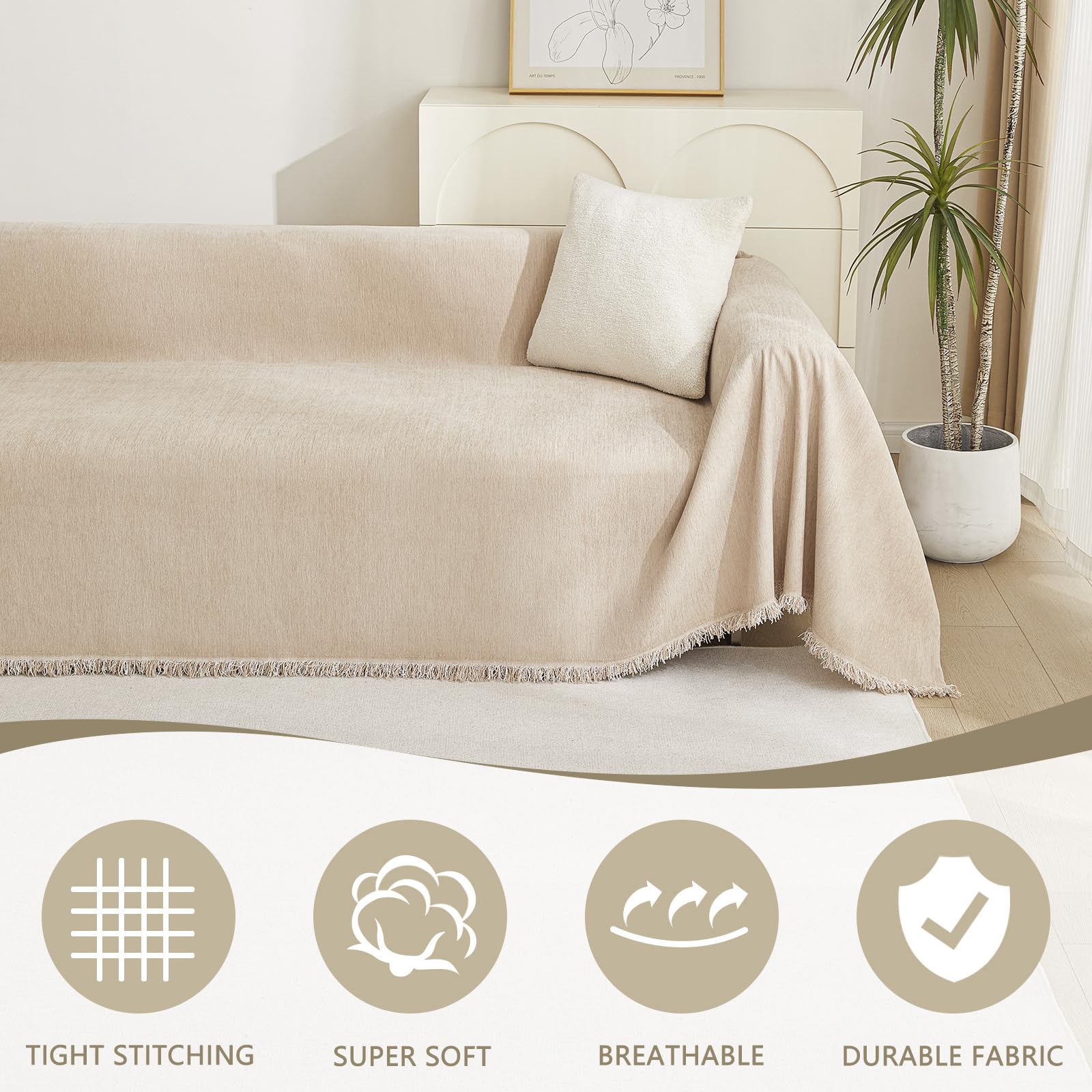 MYSKY HOME Boho Couch Cover Super Soft Couch Covers for 2-3 Cushion Couch Sofa, Modern Grey Jacquard Sofa Slipcover Loveseat Futon Cover, Couch Covers for Sectional Sofa, 71" x 118", Grey Curve
