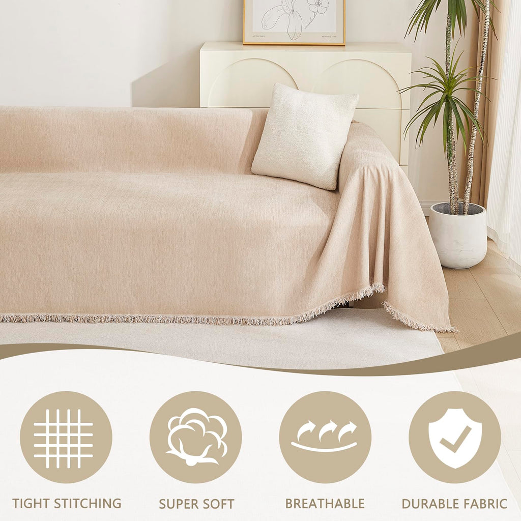 MYSKY HOME Boho Couch Cover Super Soft Couch Covers for 2-3 Cushion Couch Sofa, Modern Grey Jacquard Sofa Slipcover Loveseat Futon Cover, Couch Covers for Sectional Sofa, 71" x 118", Grey Curve