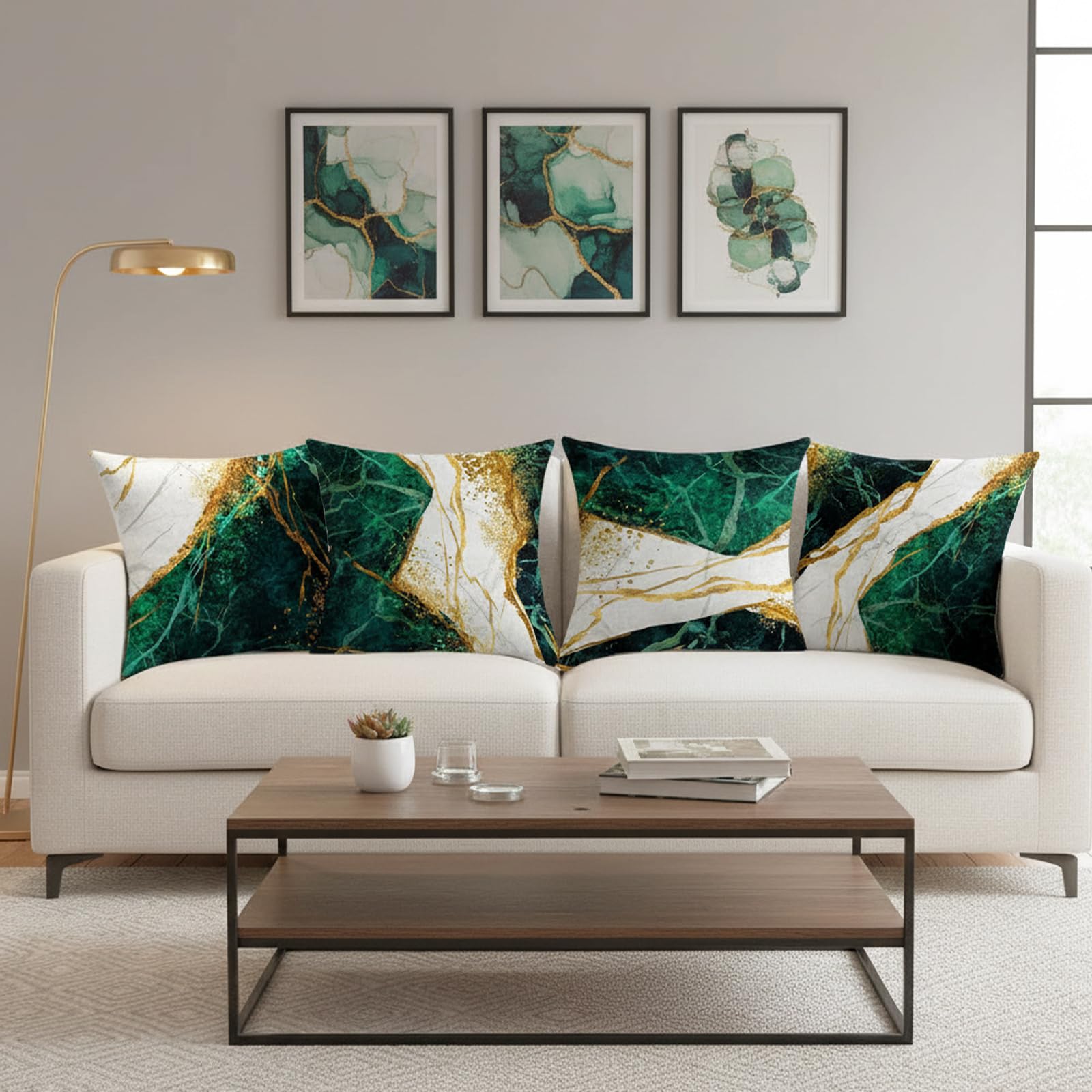 18 x 18 inch Set of 4 Decorative Pillow Covers Grey Marble Texture Throw Pillow Covers Living Room Decor Square Cushion Covers for Modern Styles Abstract Home Bedroom Couch Chair Sofa Pillow Cases