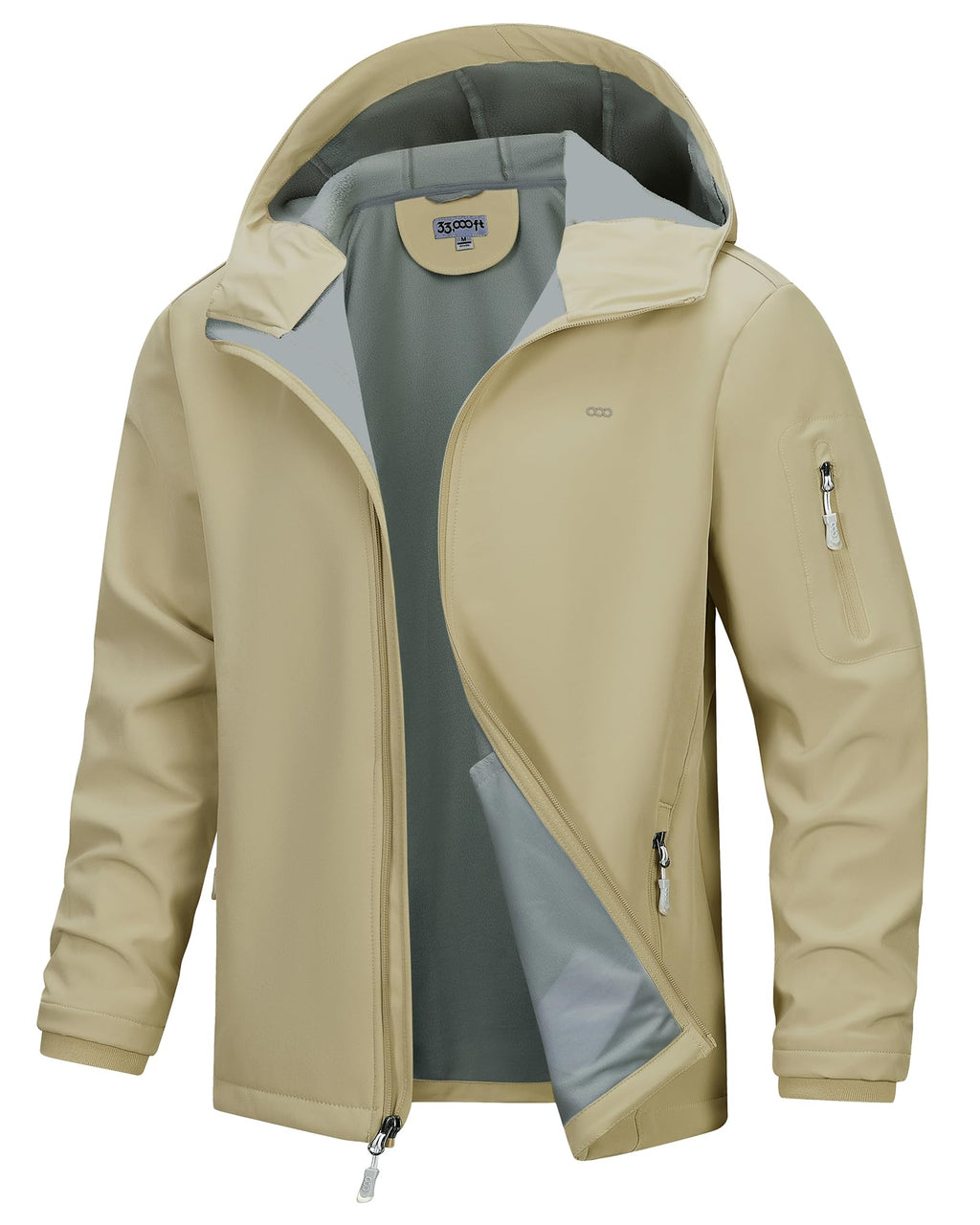 33,000ft Men's Hooded Softshell Jacket Waterproof Lightweight Insulated Windbreaker Fleece Lined Rain Shell Jacket