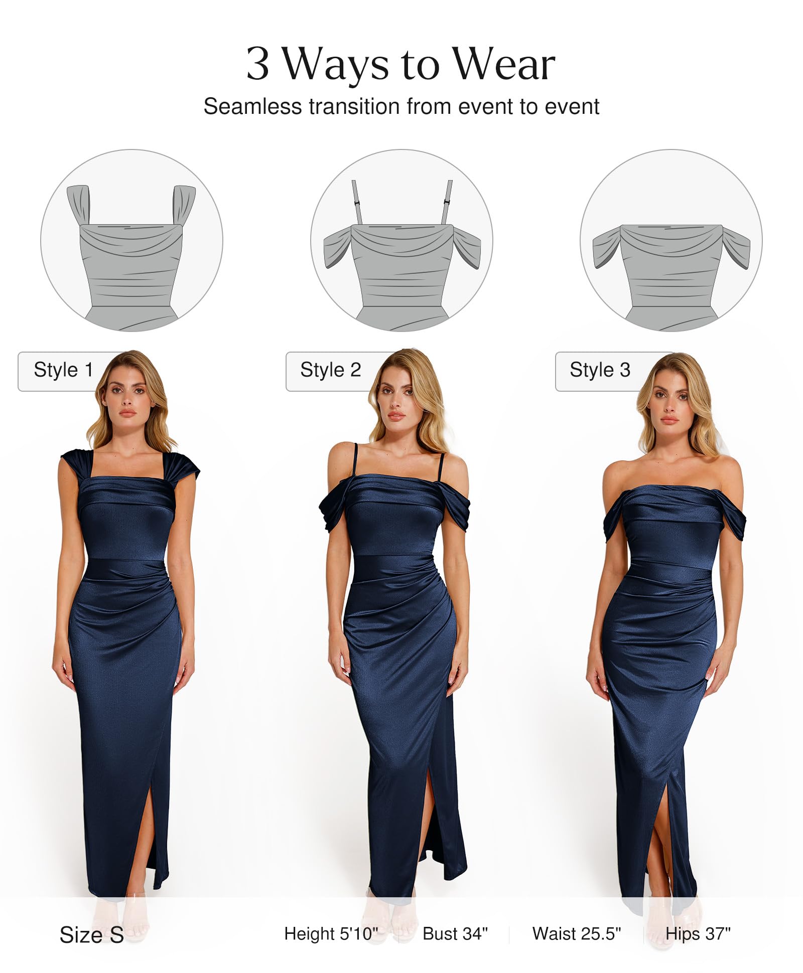 Popilush Womens Shapewear Maxi Dress Multi Way Wear Off The Shoulder Bodycon Long Cocktail Formal Dresses