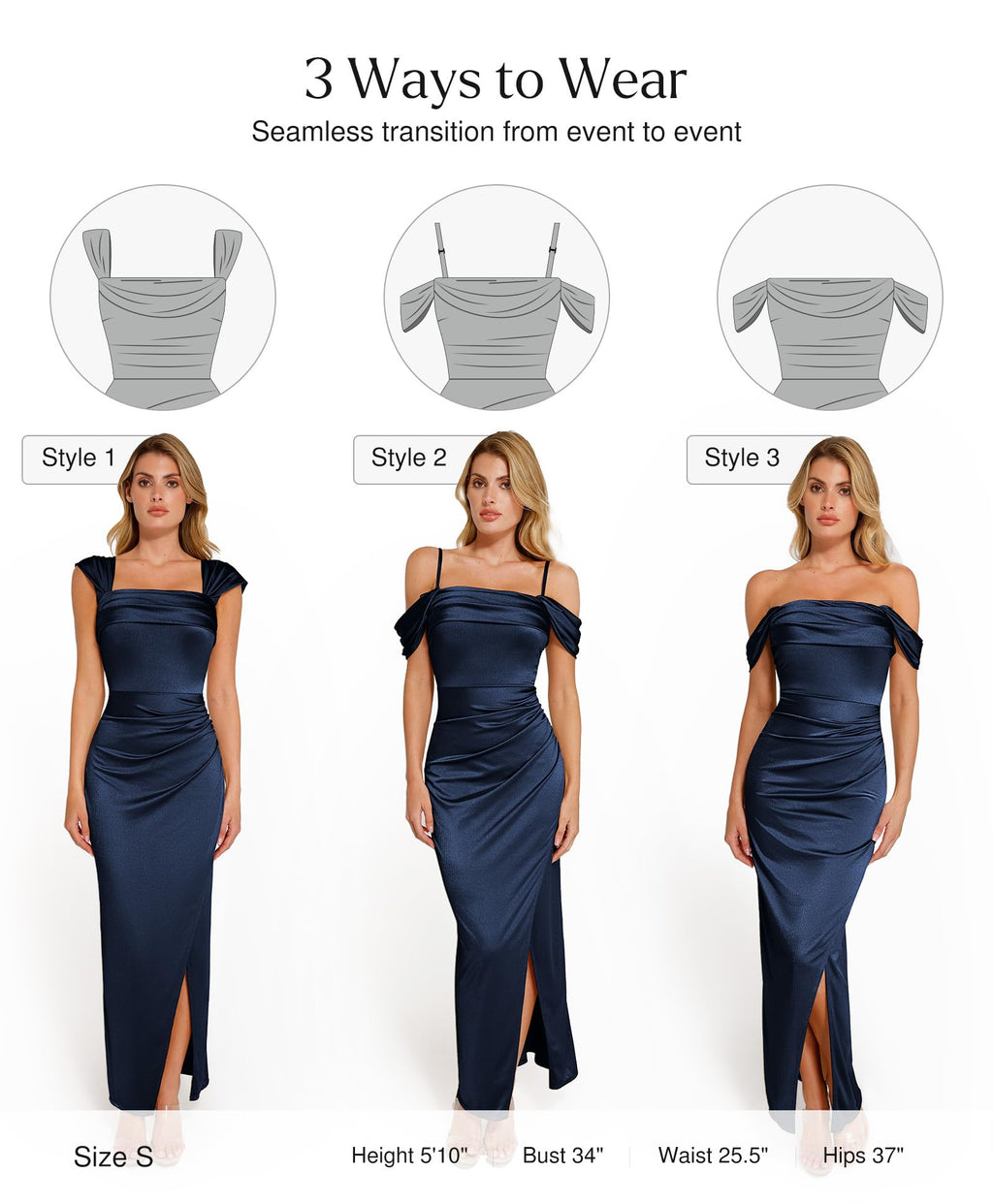 Popilush Womens Shapewear Maxi Dress Multi Way Wear Off The Shoulder Bodycon Long Cocktail Formal Dresses