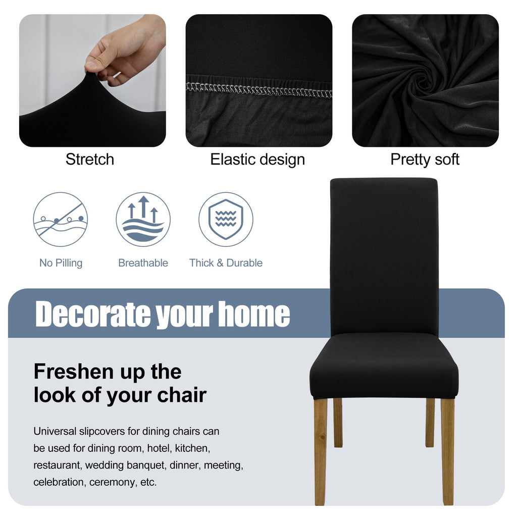 BIETYONE Stretch Dining Chair Covers Set of 6, Soft Removable Washable Kitchen Parsons Chair Slipcovers, High Elastic Seat Protector for Home Hotel Banquet