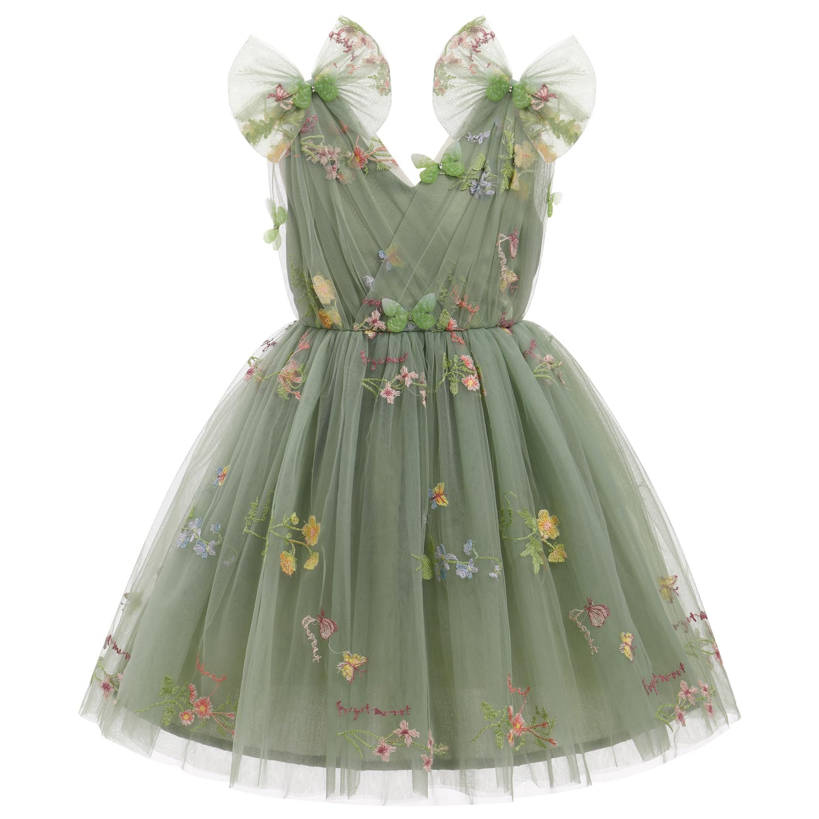 IMEKIS Toddler Kids Girls Butterfly Dress Sparkle Sequins Tulle Wedding Formal Birthday Dresses 2-10T