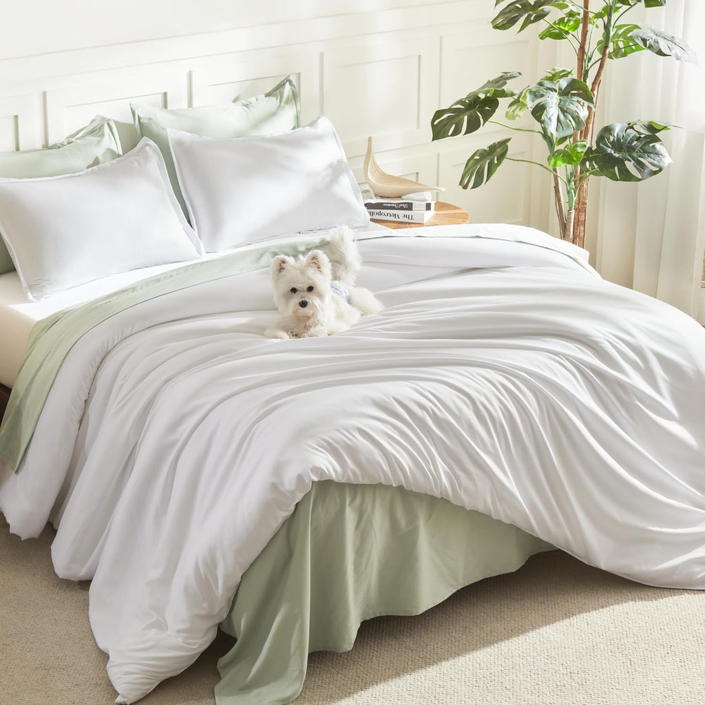 Litanika King Size Comforter Set, 3 Pieces Lightweight Solid Comforter King Size, All Season Fluffy Down Alternative Comforter Bed Set Quilt Blanket, Sage Green, King