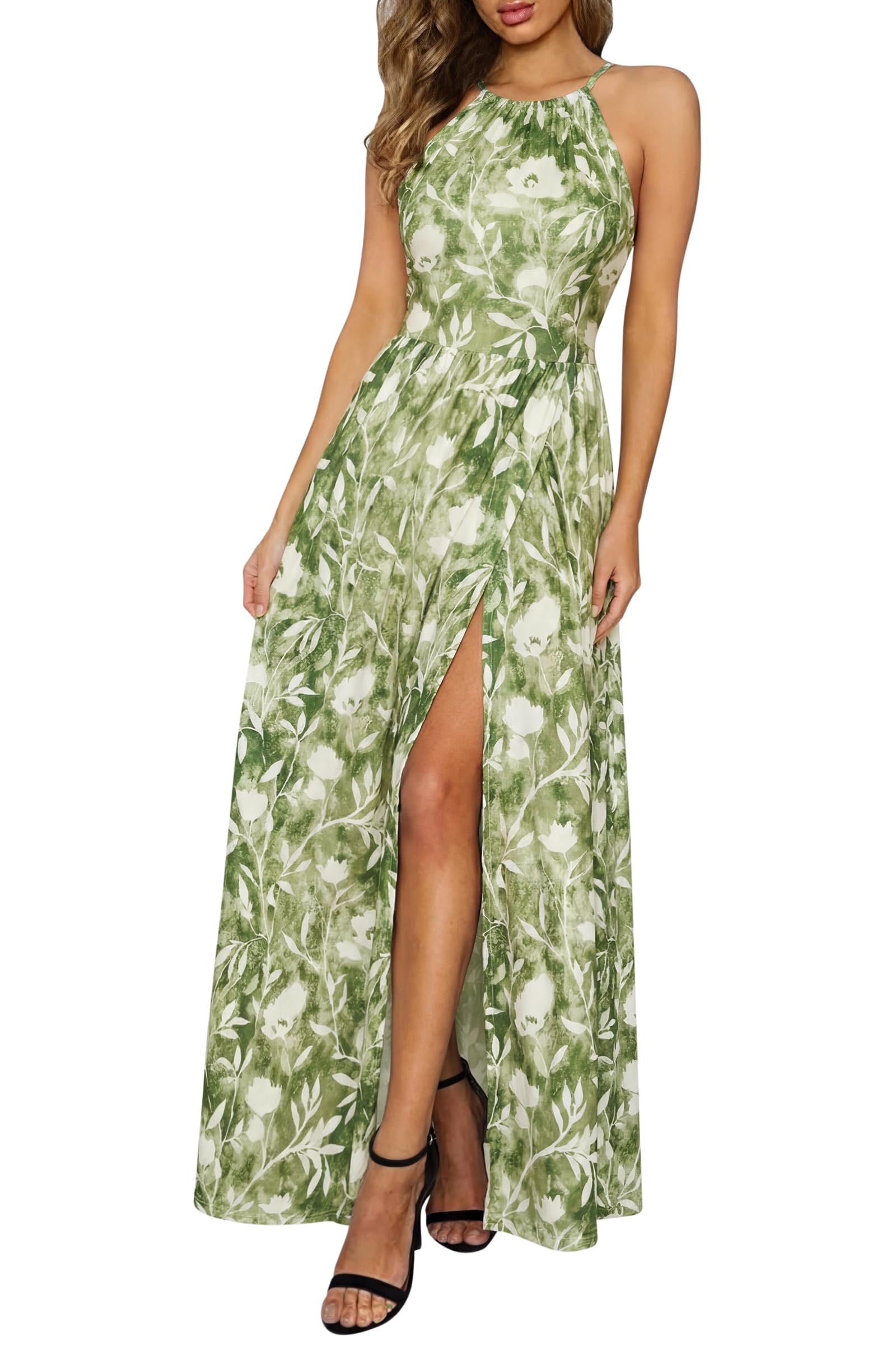 KILIG Women's Summer Floral Beach Flowy Split Maxi Long Dresses