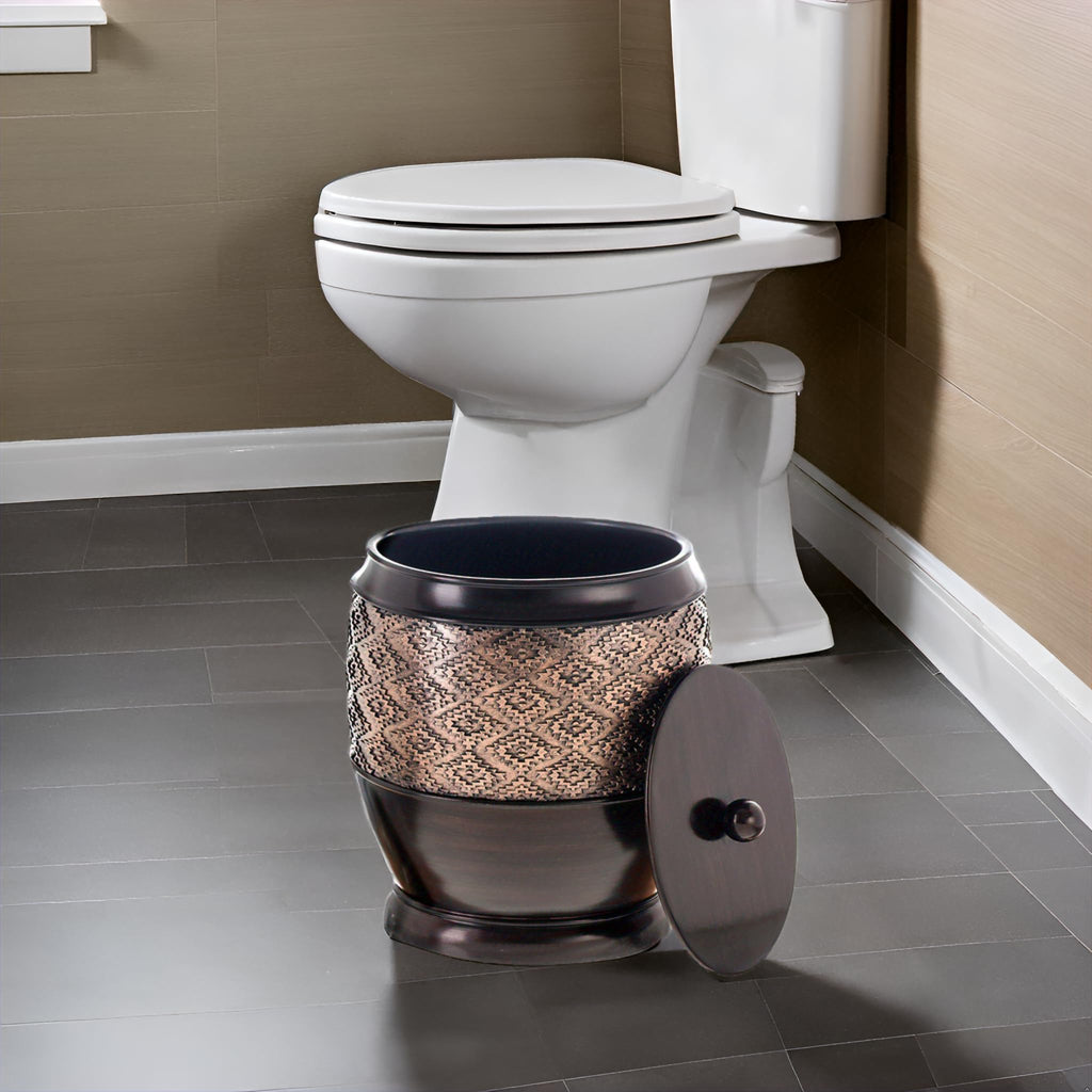 Creative Scents Dublin Brown Bathroom Accessories Set Complete - 4 Pc. Bathroom Sets Accessories, Luxury Bathroom Accessory Set - Soap Dispenser, Soap Dish, Tumbler & Toothbrush Holder Set