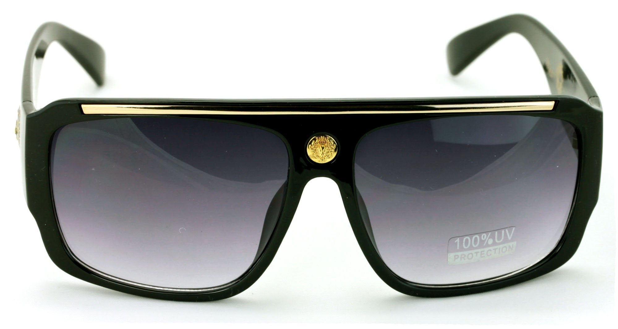 Lion Head Flat Top Hip Hop Rapper Retro Bold Sunglasses