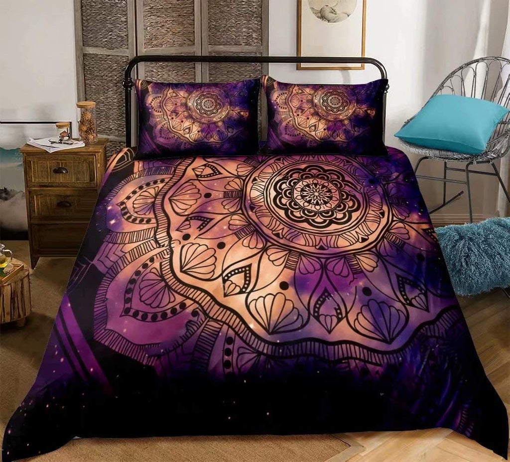 Buddha Comforter Set King, Indian Art Bohemian Mandala Zen Themed Buddha Eye Meditation Room Design Buddhist Decorative 3 Piece Quilt Set Lotus Flower Print Bedding Set(Gold Black)