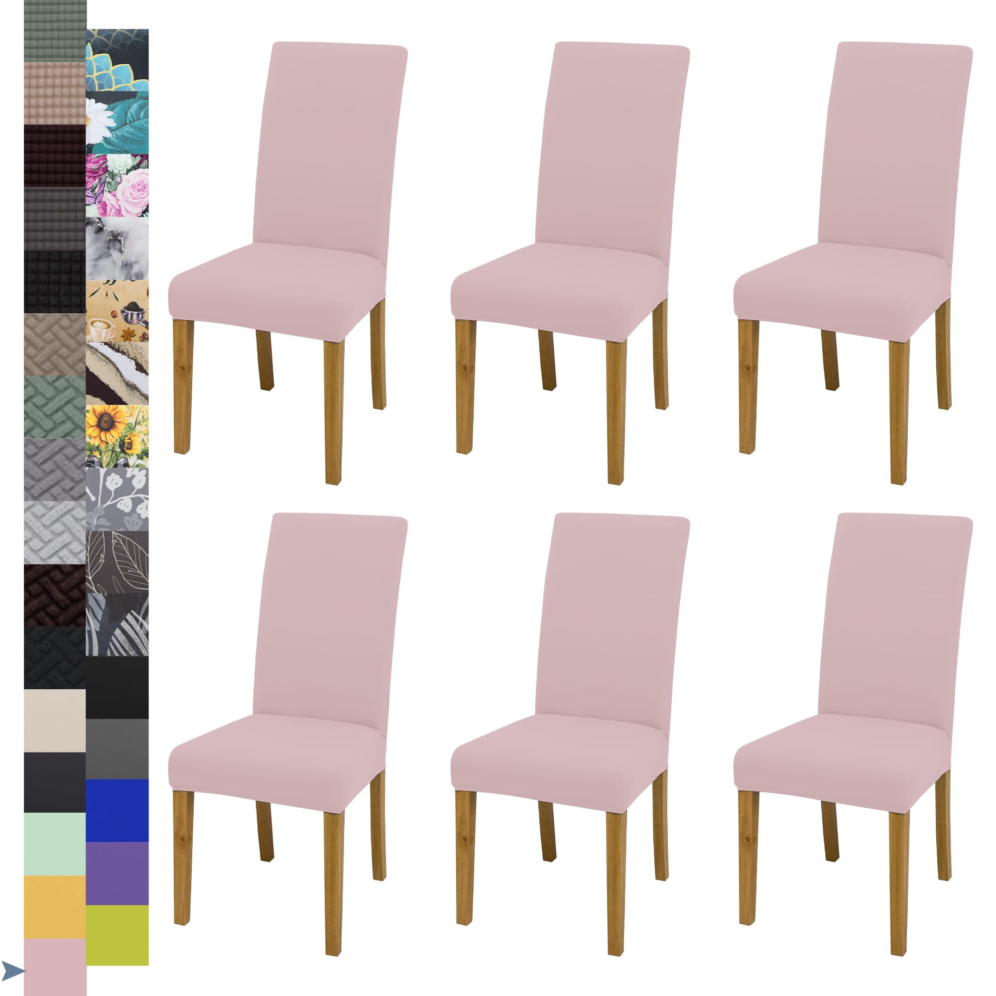 BIETYONE Stretch Dining Chair Covers Set of 6, Soft Removable Washable Kitchen Parsons Chair Slipcovers, High Elastic Seat Protector for Home Hotel Banquet