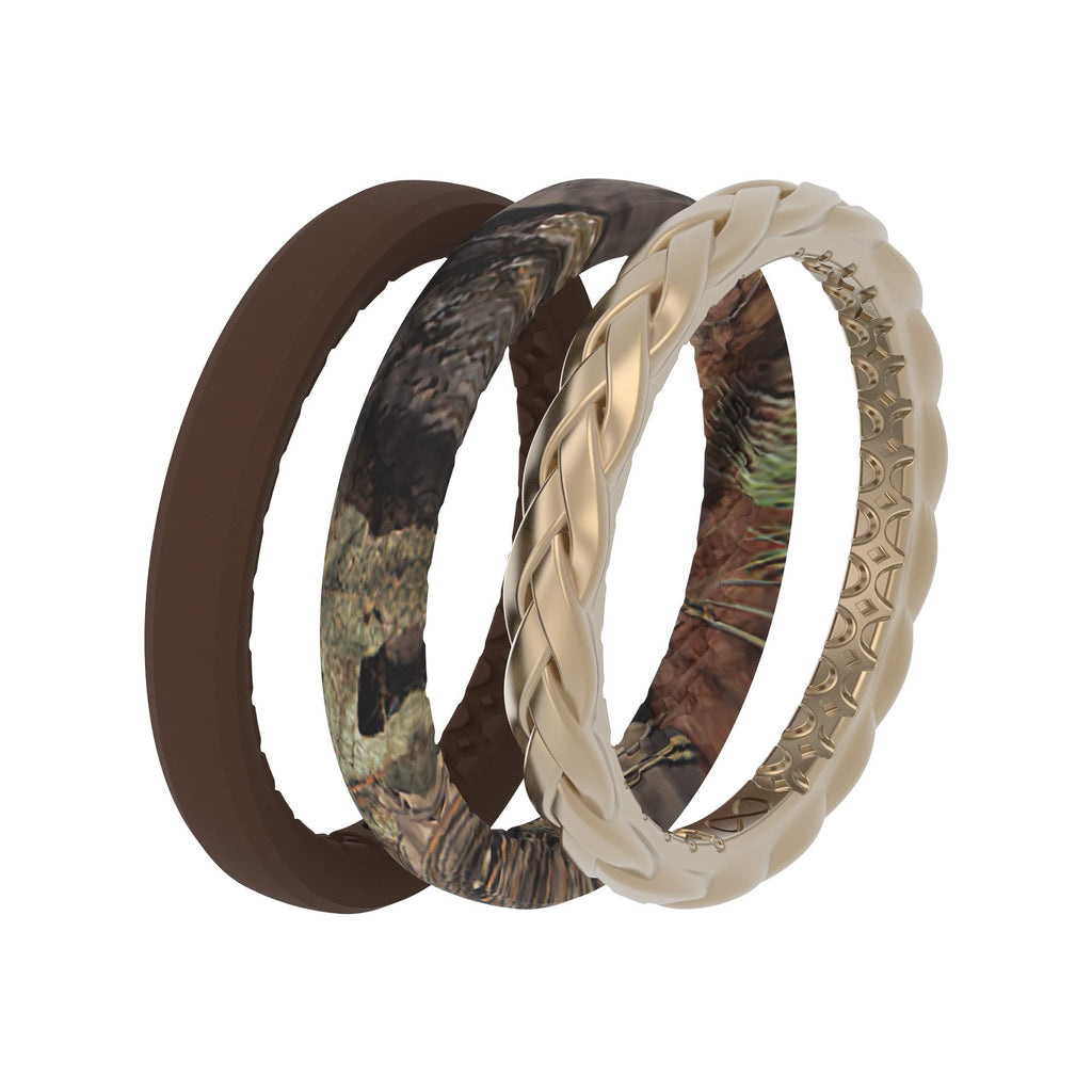 Groove Life Mossy Oak Camo Silicone Ring Breathable Rubber Wedding Rings for Men and Women, Unique Design, Comfort Fit Ring