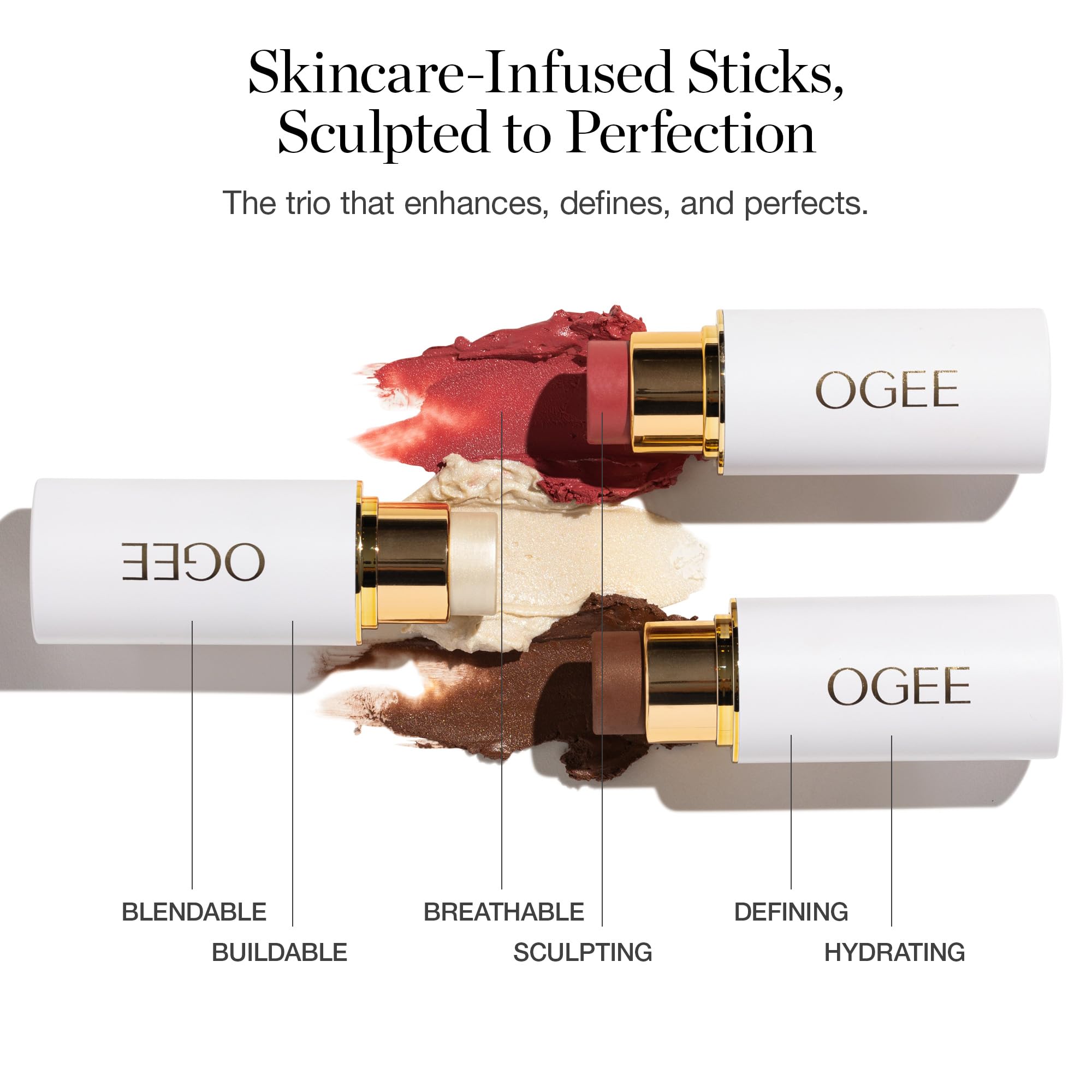 Ogee Sculpted Face Stick (MOONSTONE - ULTRAVIOLET SHEEN) Certified Organic Highlighter Makeup - Multi-Use Glow Highlighter Stick