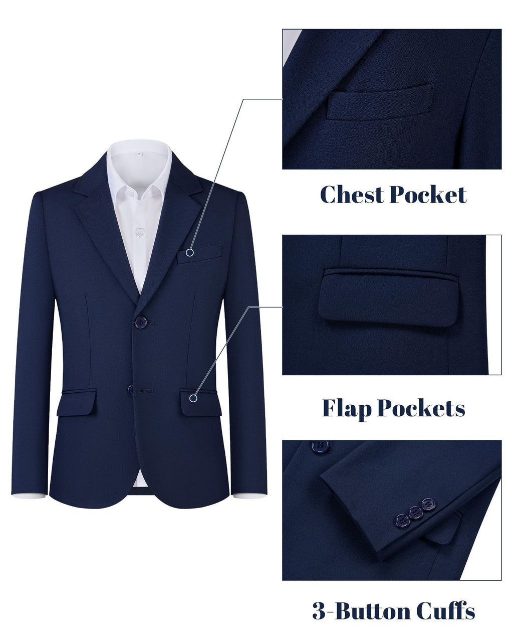 WULFUL Boys' Slim Fit Suit 3 Pieces:Jacket, Pants, Shirt,Summer Suit Set for Teens Boys Wedding Beach